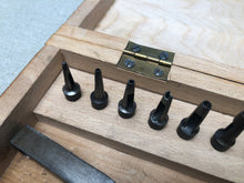 Load image into Gallery viewer, x Punch and rivet pliers set in wooden case