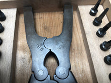Load image into Gallery viewer, x Punch and rivet pliers set in wooden case
