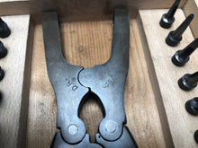 Load image into Gallery viewer, x Punch and rivet pliers set in wooden case