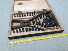 Load image into Gallery viewer, x Punch and rivet pliers set in wooden case