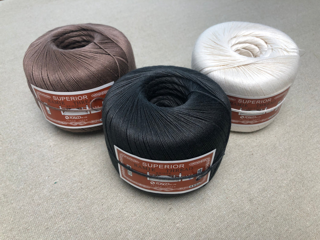Superior Ramie Thread 16/4 in black, brown, white - 450 g