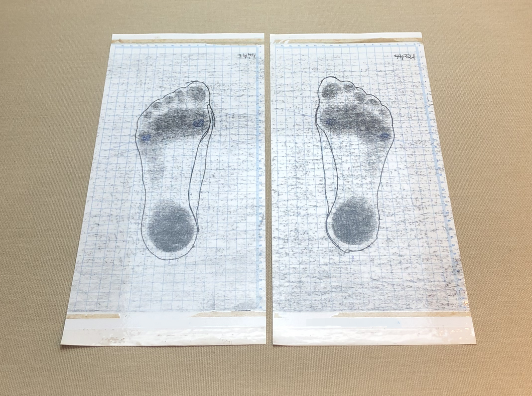 Foot impression sheets for bespoke foot measuring